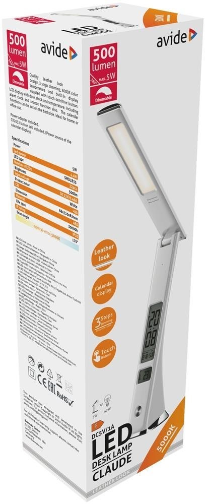 Avide ABLDL-BLC-5W-WH lampa stołowa LED F Biały