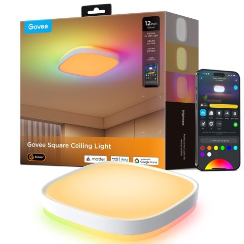 Govee 30cm RGBWW + RGBIC Smart Inteligentne światło sufitowe Wi-Fi/Bluetooth 28 W