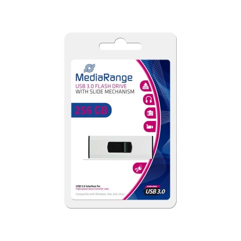 MediaRange MR919 pamięć USB 256 GB USB Typu-A 3.2 Gen 1 (3.1 Gen 1) Czarny, Srebrny