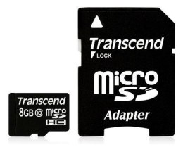 SD microSD Card 8GB Transcend SDHC Class10 w/adapter