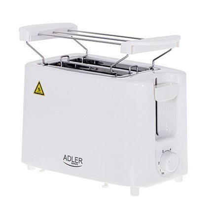 Adler Sp. z o.o. Adler | AD 3223 | Toster | Moc 750 W | Liczba gniazd 2 | Materiał obudowy Plastik | Biały