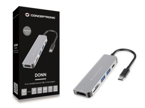 Conceptronic DONN02G stacja dokująca USB 3.2 Gen 1 (3.1 Gen 1) Type-C Aluminium