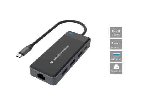 Conceptronic DONN14G stacja dokująca Przewodowa USB 3.2 Gen 1 (3.1 Gen 1) Type-C Szary