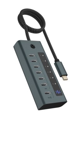 ICY BOX IB-HUB1457-C31 USB 3.2 Gen 1 (3.1 Gen 1) Type-C 10000 Mbit/s Niebieski, Szary