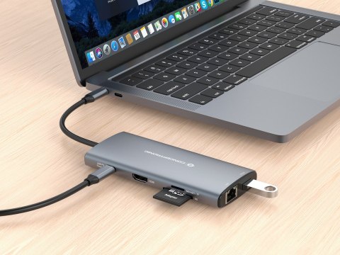 Conceptronic DONN06G Przewodowa USB 3.2 Gen 1 (3.1 Gen 1) Type-C Szary
