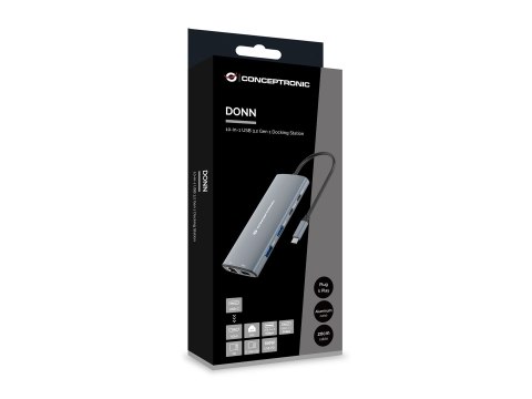 Conceptronic DONN06G stacja dokująca Przewodowa USB 3.2 Gen 1 (3.1 Gen 1) Type-C Szary
