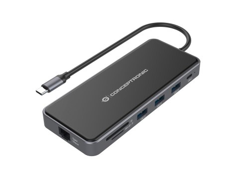 Conceptronic DONN15G - Stacja dokująca - USB-C 3.2 Gen 1 - VGA, 2 x HDMI - GigE