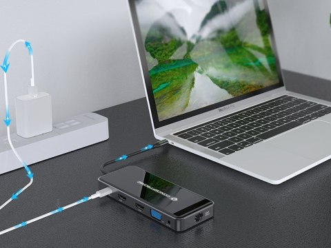 Conceptronic DONN15G - Stacja dokująca - USB-C 3.2 Gen 1 - VGA, 2 x HDMI - GigE