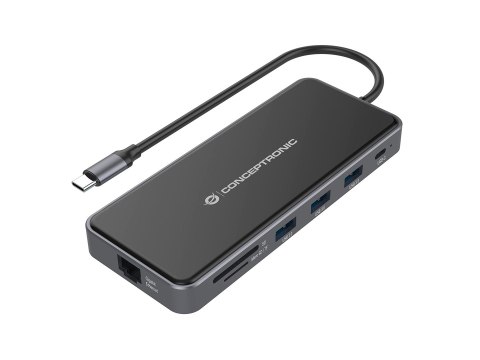 Conceptronic DONN15G - Stacja dokująca - USB-C 3.2 Gen 1 - VGA, 2 x HDMI - GigE