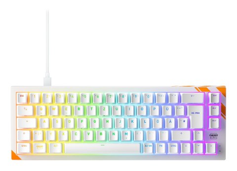 CHERRY K5 PRO TMR COMPACT klawiatura Gaming USB QWERTZ Niemiecki Pomarańczowy, Biały