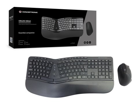 Conceptronic ORAZIO02ES klawiatura Dołączona myszka Biuro RF Wireless QWERTY Hiszpański Czarny