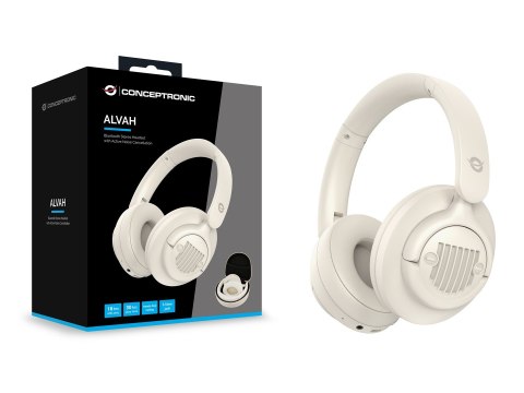 Conceptronic ALVAH02C słuchawki/zestaw słuchawkowy Przewodowy i Bezprzewodowy Opaska na głowę Muzyka Bluetooth Kremowy