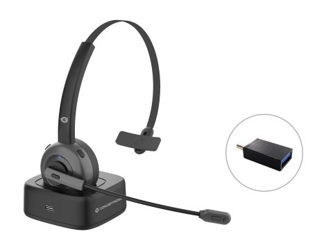 Conceptronic POLONA03BD słuchawki/zestaw słuchawkowy Bezprzewodowy Opaska na głowę Biuro/centrum telefoniczne Bluetooth Podstawk