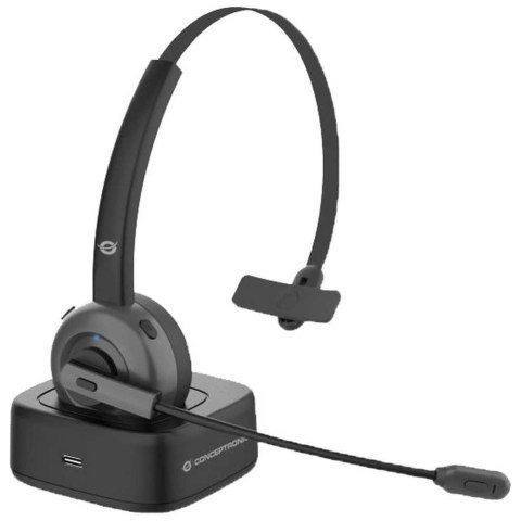 Conceptronic POLONA03BD słuchawki/zestaw słuchawkowy Bezprzewodowy Opaska na głowę Biuro/centrum telefoniczne Bluetooth Podstawk