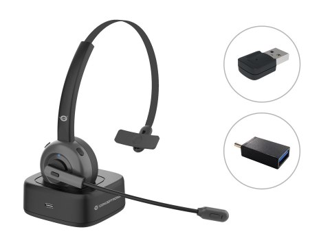 Conceptronic POLONA03BDA słuchawki/zestaw słuchawkowy Bezprzewodowy Opaska na głowę Biuro/centrum telefoniczne Bluetooth Podstaw