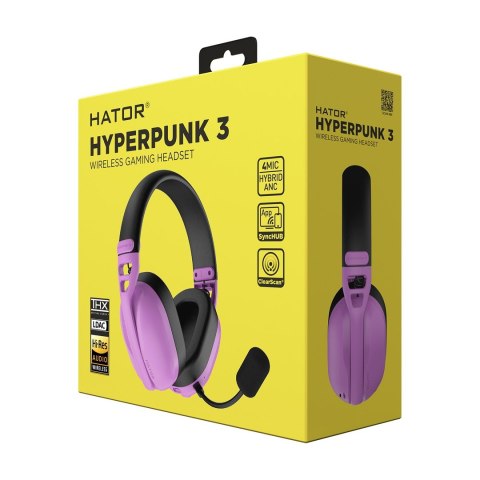 Słuchawki dla graczy Hyperpunk 3 Wireless bezprzewodowe fioletowe