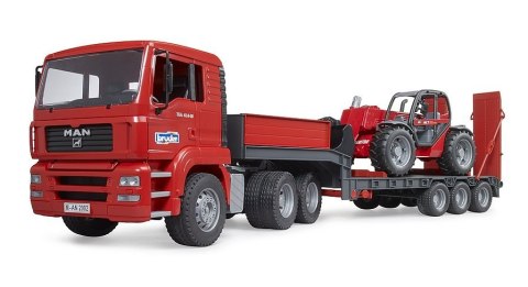 Auto Bruder 02774 MAN z naczepą Manitou MLT 633 niskopodłogową i ładowarką teleskopową