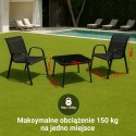 Klasyczny zestaw mebli ogrodowych Black Forest tekstylen dwa krzesła + stolik czarny