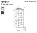 Regał 3 ALMERA 60x42x185 orzech/kaszmir
