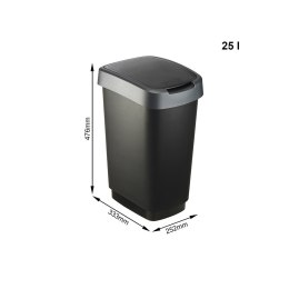 Rotho kosz na śmieci obrotowy TWIST srebrny 25L