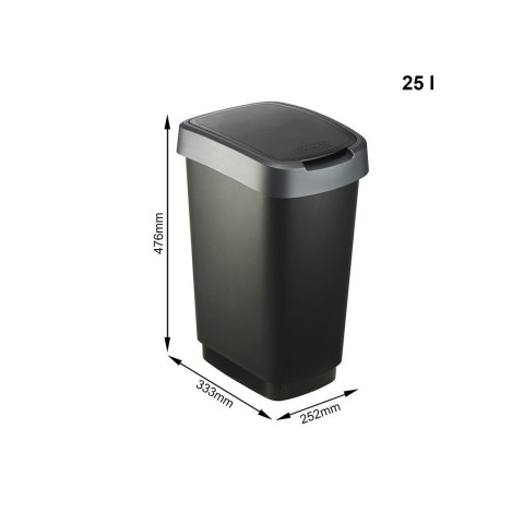 Rotho kosz na śmieci obrotowy TWIST srebrny 25L