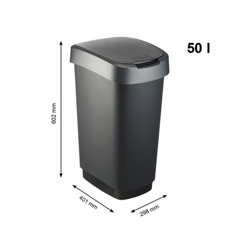 Rotho kosz na śmieci obrotowy TWIST srebrny 50L