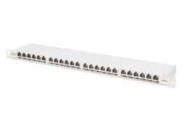 Panel krosowy high density 19'' 24x RJ45, LSA poziom, kat.6A, ekranowany, 0.5U, szary, prowadnica kabli