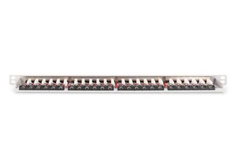 Panel krosowy high density 19'' 24x RJ45, LSA poziom, kat.6A, ekranowany, 0.5U, szary, prowadnica kabli
