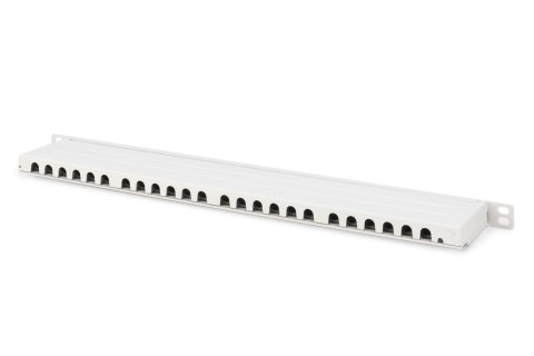 Panel krosowy high density 19'' 24x RJ45, LSA poziom, kat.6A, ekranowany, 0.5U, szary, prowadnica kabli
