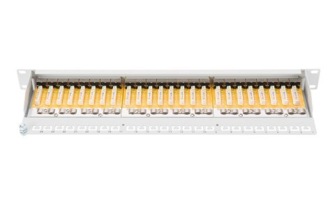 Patch panel DIGITUS DN-91624S-EC 19'' 24x RJ45, LSA poziom, kat.6, ekranowany, 1U, czarny, prowadnica kabli, pola opisowe
