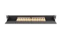 Digitus Panel krosowy (patch panel) 19'' 16x RJ45, LSA poziom, kat.6, ekranowany, 1U, czarny, prowadnica kabli