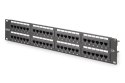 Digitus Panel krosowy (patch panel) 19'' 48x RJ45, LSA pion, kat.6, nieekranowany, 2U, czarny, prowadnica kabli, pola opisowe