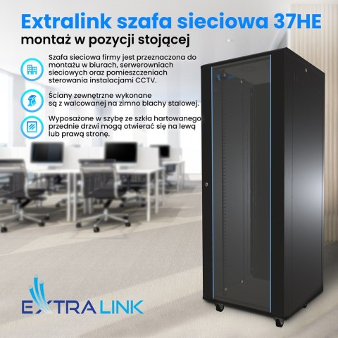 Extralink 37U 600x800 Czarna | Szafa rack | stojąca