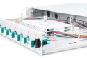 Panel krosowy FO z wyposażeniem 19'' 1U, 12x LC dx, OM3, pigtaile, adaptery, tacki, wysuwany, szary