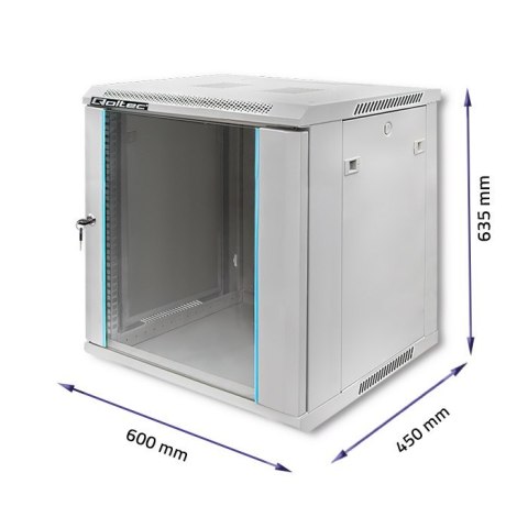 Szafa RACK 19" Wisząca 12U 600 x 635 x 450 Szara