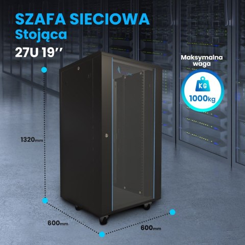 Extralink 27U 600x600 Czarna | Szafa rack | stojąca