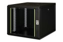Digitus Szafa sieciowa wisząca Unique 19" 9U rack 600x600, drzwi szyba, czarny, niedzielona, złożona, 100kg
