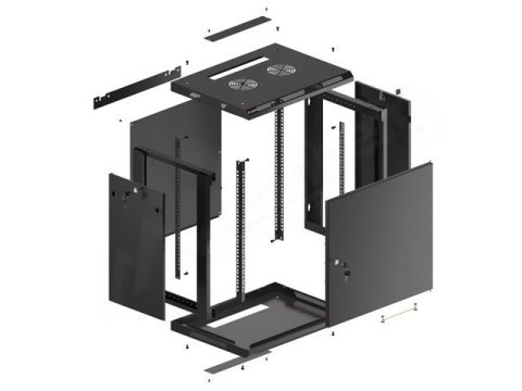 Lanberg WF01-6412-00B Szafa wisząca RACK 19" 12U 600X450 CZARNA DRZWI METALOWE (FLAT PACK)