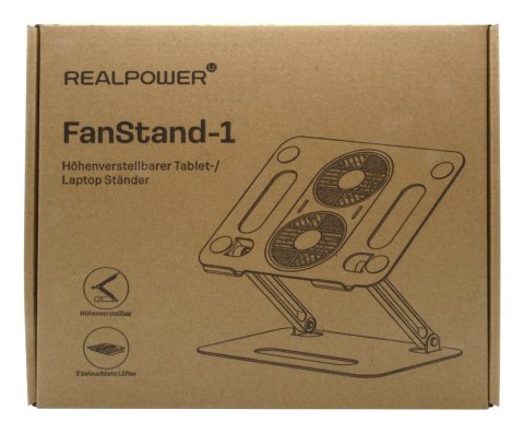 RealPower 495562 stojak na laptop Podstawka na notebooka Stal nierdzewna 43,2 cm (17")