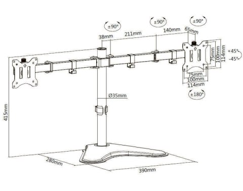 Equip 650123 uchwyt / stojak do monitorów 81,3 cm (32") Biurko Czarny