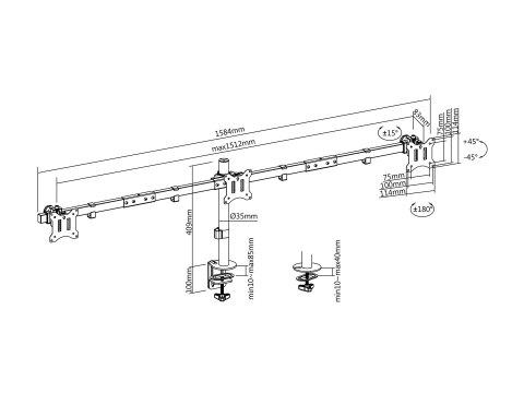 Equip 650158 uchwyt / stojak do monitorów 81,3 cm (32") Biurko Czarny