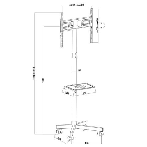 MACLEAN PROFESJONALNY,32-55", NA KÓŁKACH, MAX. VESA 400X400, MAX. 25KG MC-949