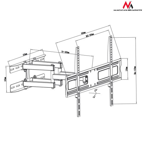 Uchwyt do telewizora Maclean MC-762 (Uchylny - 70"; max. 30kg)