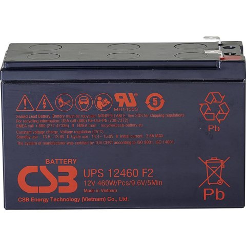 CSB Battery CSB Battery Battery 12V, 9Ah, AGM | UPS12460F2 | 460 W