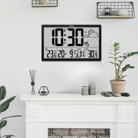 GREENBLUE ZEGAR ŚCIENNY LCD BARDZO DUŻY, TEMPERATURA, DATA GB218