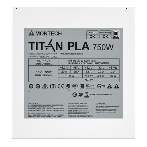 Zasilacz Montech Titan PLA 750W - 80 PLUS & Cybenetics Platinum, modularny, PCIe 5.1 - 750 Watt