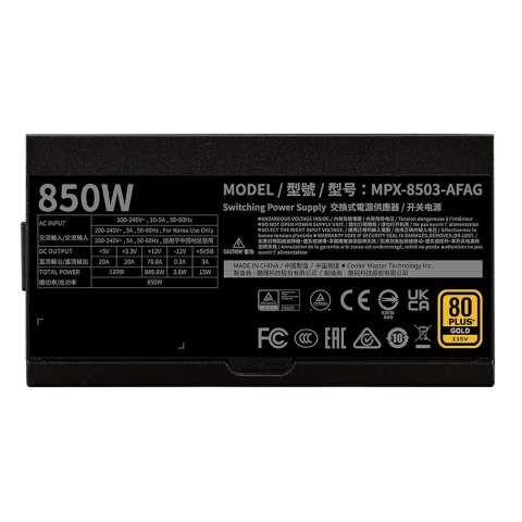 Cooler Master GX II Gold 850 ATX 3.1 moduł zasilaczy 850 W 24-pin ATX Czarny