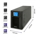 Qoltec 53042 zasilacz UPS Podwójnej konwersji (online) 1 kVA 800 W 2 x gniazdo sieciowe