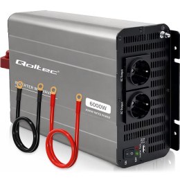 Qoltec Przetwornica napięcia MS Wave | 12V na 230V | 3000/6000W | USB | Kompatybilna z LiFePO4 GEL AGM