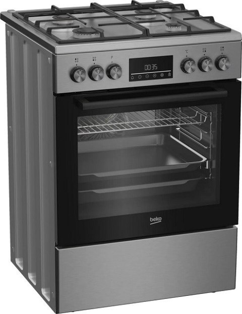 Kuchnia gazowo-elektryczna BEKO FBM62330GXTN | 60 cm | termoobieg | grill | inox